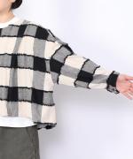 ブロックチェックカットジャガード　ボレロブラウス