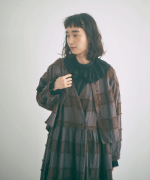 ブロックチェックカットジャガード　ボレロブラウス