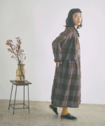 ブロックチェックカットジャガード　ボレロブラウス