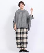 ブロックチェックカットジャガード　バルーンパンツ
