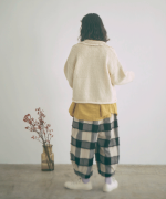 ブロックチェックカットジャガード　バルーンパンツ