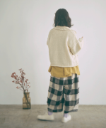 ブロックチェックカットジャガード　バルーンパンツ