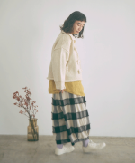 ブロックチェックカットジャガード　バルーンパンツ