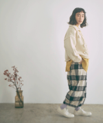 ブロックチェックカットジャガード　バルーンパンツ