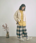 ブロックチェックカットジャガード　バルーンパンツ