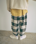 ブロックチェックカットジャガード　バルーンパンツ