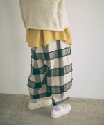 ブロックチェックカットジャガード　バルーンパンツ