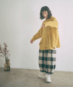 ブロックチェックカットジャガード　バルーンパンツ