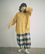 ブロックチェックカットジャガード　バルーンパンツ