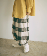 ブロックチェックカットジャガード　バルーンパンツ