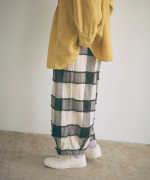 ブロックチェックカットジャガード　バルーンパンツ