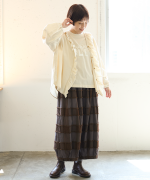 ブロックチェックカットジャガード　バルーンパンツ