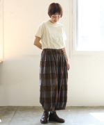 ブロックチェックカットジャガード　バルーンパンツ