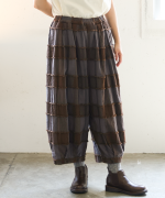 ブロックチェックカットジャガード　バルーンパンツ