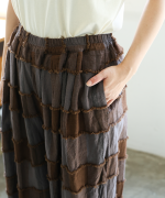 ブロックチェックカットジャガード　バルーンパンツ