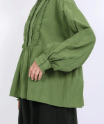 ふわふわコットン　タックフリルブラウス