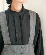 ふわふわコットン　タックフリルブラウス