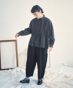 ふわふわコットン　タックフリルブラウス