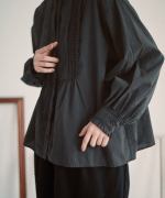 ふわふわコットン　タックフリルブラウス