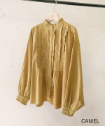 ふわふわコットン　タックフリルブラウス