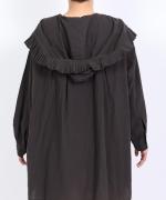 ふわふわコットン　フリルフードプルオーバー