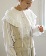 ふわふわコットン　フリルフードプルオーバー