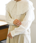 ふわふわコットン　フリルフードプルオーバー