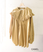 ふわふわコットン　フリルフードプルオーバー