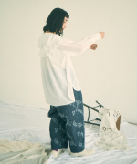 ふわふわコットン　フリルフードプルオーバー