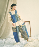 デニム×ヒッコリーストライプ　パンツ