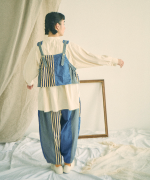 デニム×ヒッコリーストライプ　パンツ