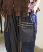 デニム×ヒッコリーストライプ　パンツ