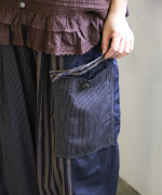 デニム×ヒッコリーストライプ　パンツ