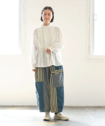 デニム×ヒッコリーストライプ　パンツ