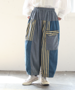 デニム×ヒッコリーストライプ　パンツ