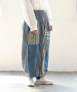 デニム×ヒッコリーストライプ　パンツ