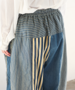 デニム×ヒッコリーストライプ　パンツ