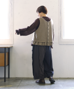 デニム×ヒッコリーストライプ　パンツ