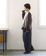 デニム×ヒッコリーストライプ　パンツ