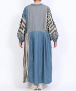 デニム×ヒッコリーストライプ　2wayワンピース