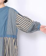 デニム×ヒッコリーストライプ　2wayワンピース