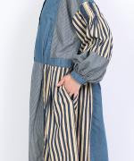 デニム×ヒッコリーストライプ　2wayワンピース