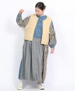 デニム×ヒッコリーストライプ　2wayワンピース