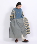 デニム×ヒッコリーストライプ　2wayワンピース