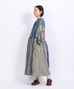 デニム×ヒッコリーストライプ　2wayワンピース