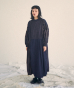 デニム×ヒッコリーストライプ　2wayワンピース