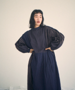 デニム×ヒッコリーストライプ　2wayワンピース