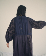 デニム×ヒッコリーストライプ　2wayワンピース