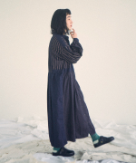 デニム×ヒッコリーストライプ　2wayワンピース