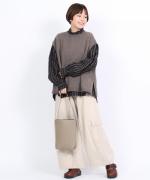 コットンリネン起毛ツイル　カーゴワイドパンツ